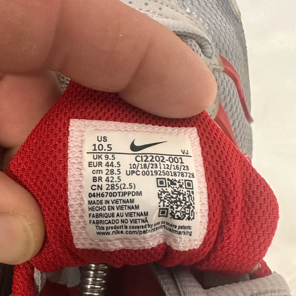 Nike Air Men's Athletic Shoes in Gray and Red - Picture 4 of 4